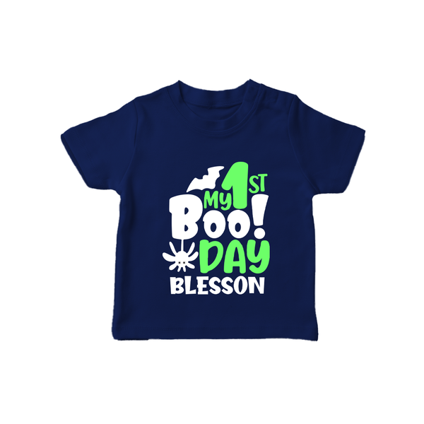 My First Halloween Party Tshirt | Personalized Baby Tshirt for Little Ones - NAVY BLUE - 0-5 Months Old (Chest 17")