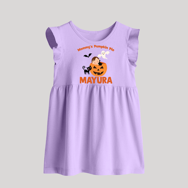 Mommy's Pumpkin Pie Print Baby Baby Frock  - LILAC - 0 - 3 Months Old (Chest 17")