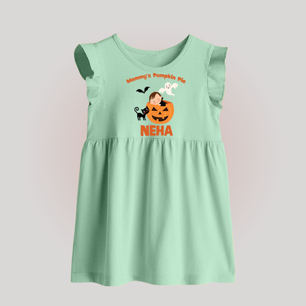 Mommy's Pumpkin Pie Baby Frock | Personalized Baby Frock for Halloween - MINT GREEN - 0 - 3 Months Old (Chest 17")