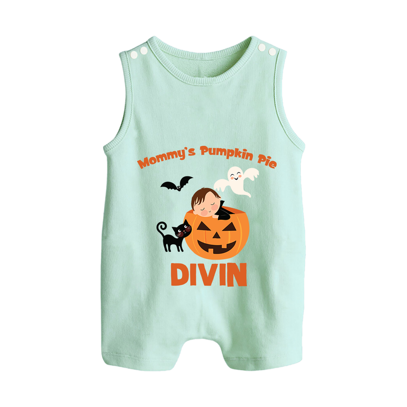 Mommy's Pumpkin Pie Romper Suit | Personalized Baby Romper Suit for Halloween - MINT GREEN - 0 - 5 Months Old (Chest 18")
