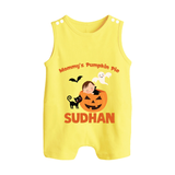 Mommy's Pumpkin Pie Print Baby Button Romper  - PASTEL YELLOW - New Born (Chest 18")
