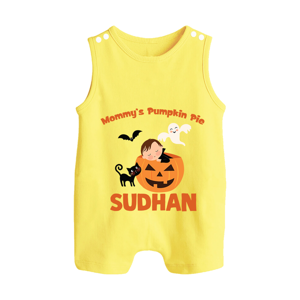 Mommy's Pumpkin Pie Print Baby Button Romper  - PASTEL YELLOW - New Born (Chest 18")