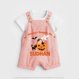 Mommy's Pumpkin Pie Print Baby Dungaree  - PEACH - 0 - 5 Months Old (Chest 18")