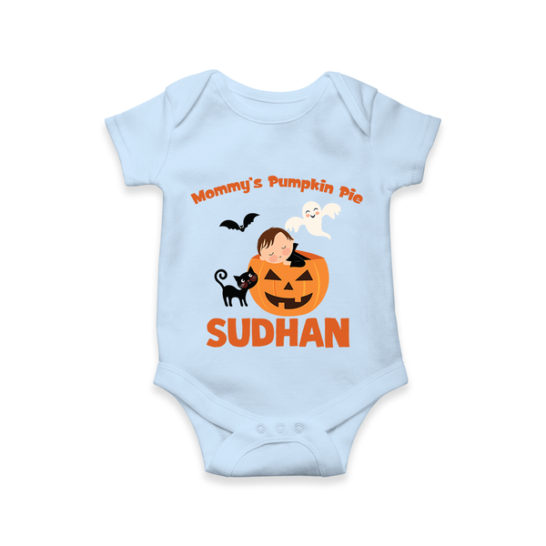 Mommy's Pumpkin Pie Print Baby Romper   - BABY BLUE - New Born (Chest 14")