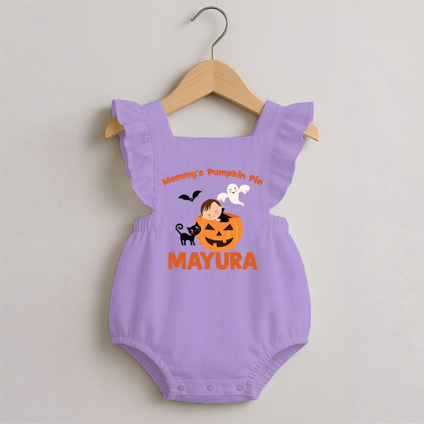 Mommy's Pumpkin Pie Print Baby Romper Frock  - LILAC - 0 - 3 Months Old (Chest 19")
