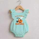 Mommy's Pumpkin Pie Print Baby Romper Frock  - MINT GREEN - 0 - 3 Months Old (Chest 19")