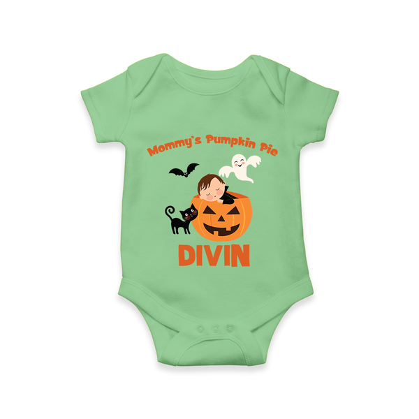 Mommy's Pumpkin Pie Romper | Personalized Baby Romper for Halloween - GREEN - New Born (Chest 14")