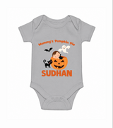 Mommy's Pumpkin Pie Print Baby Romper   - GREY - New Born (Chest 14")