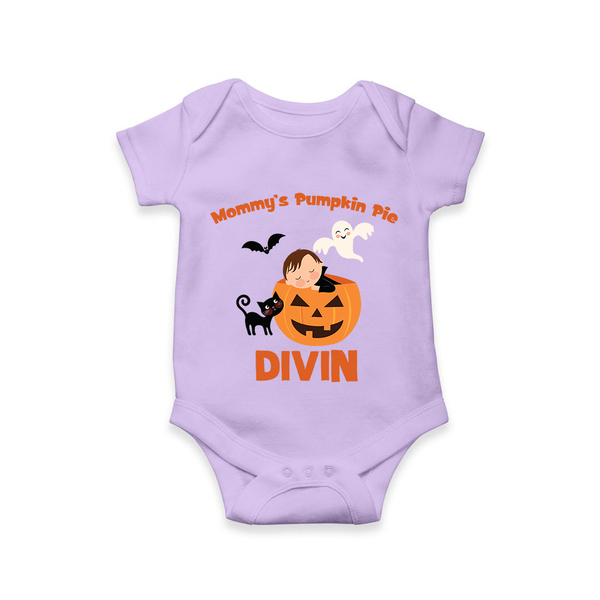 Mommy's Pumpkin Pie Romper | Personalized Baby Romper for Halloween - LILAC - New Born (Chest 14")