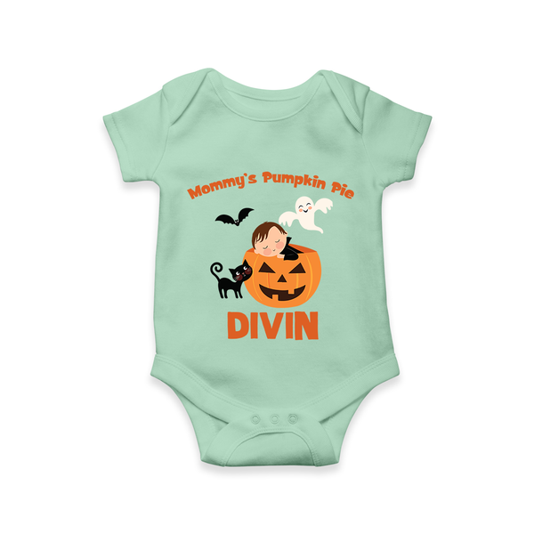 Mommy's Pumpkin Pie Romper | Personalized Baby Romper for Halloween - MINT GREEN - New Born (Chest 14")