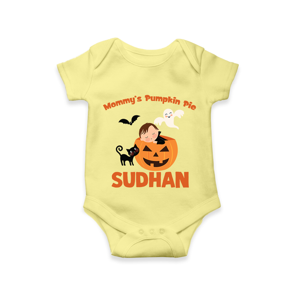 Mommy's Pumpkin Pie Print Baby Romper   - PASTEL YELLOW - New Born (Chest 14")