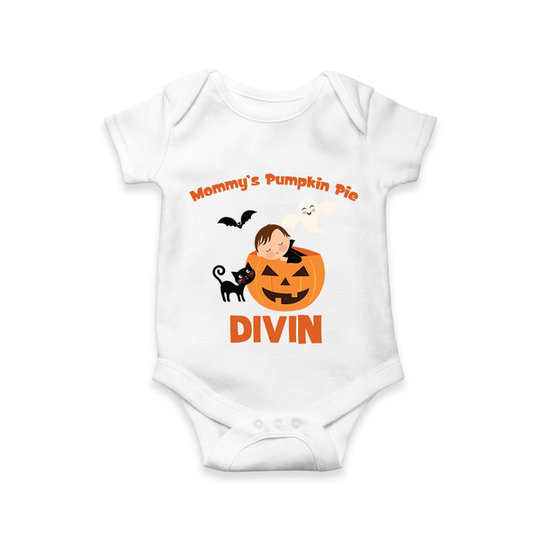 Mommy's Pumpkin Pie Romper | Personalized Baby Romper for Halloween - WHITE - New Born (Chest 14")