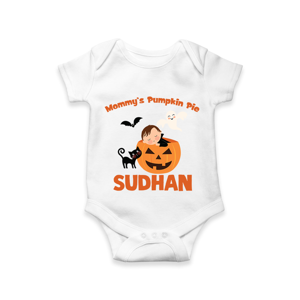 Mommy's Pumpkin Pie Print Baby Romper   - WHITE - New Born (Chest 14")