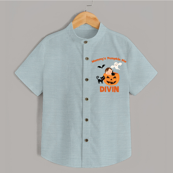 Mommy's Pumpkin Pie Shirt | Personalized Baby Shirt for Halloween - ARCTIC BLUE - 0 - 6 Months Old (Chest 23")