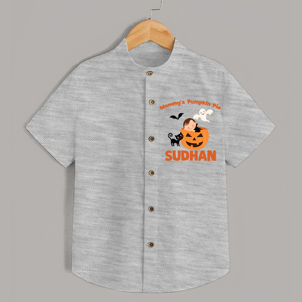 Mommy's Pumpkin Pie Print Baby Kids Shirt  - GREY - 0 - 6 Months Old (Chest 23")