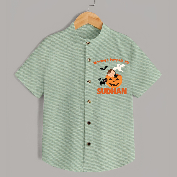 Mommy's Pumpkin Pie Print Baby Kids Shirt  - MINT GREEN - 0 - 6 Months Old (Chest 23")