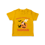 Mommy's Pumpkin Pie Print Baby Tshirt  - CHROME YELLOW - 0-5 Months Old (Chest 17")