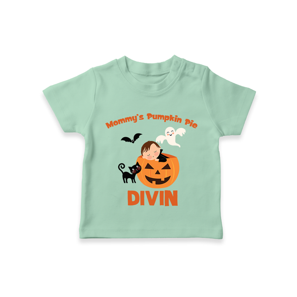 Mommy's Pumpkin Pie Tshirt | Personalized Baby Tshirt for Halloween - MINT GREEN - 0-5 Months Old (Chest 17")