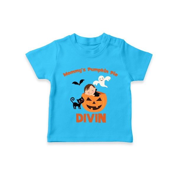 Mommy's Pumpkin Pie Tshirt | Personalized Baby Tshirt for Halloween - SKY BLUE - 0-5 Months Old (Chest 17")