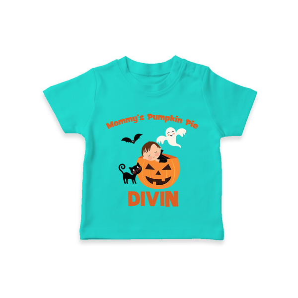 Mommy's Pumpkin Pie Tshirt | Personalized Baby Tshirt for Halloween - TEAL - 0-5 Months Old (Chest 17")