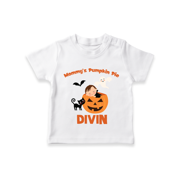 Mommy's Pumpkin Pie Tshirt | Personalized Baby Tshirt for Halloween - WHITE - 0-5 Months Old (Chest 17")