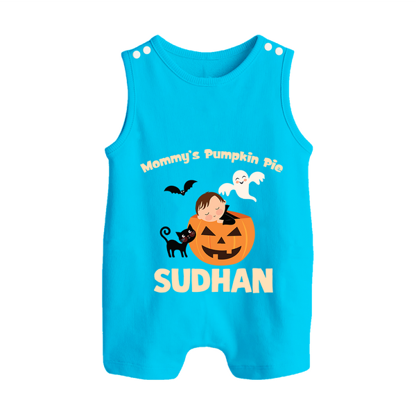 Mommy's Pumpkin Pie Print Baby Button Romper  - SKY BLUE - New Born (Chest 18")