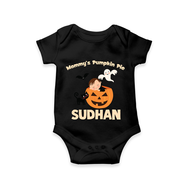 Mommy's Pumpkin Pie Print Baby Romper   - BLACK - New Born (Chest 14")