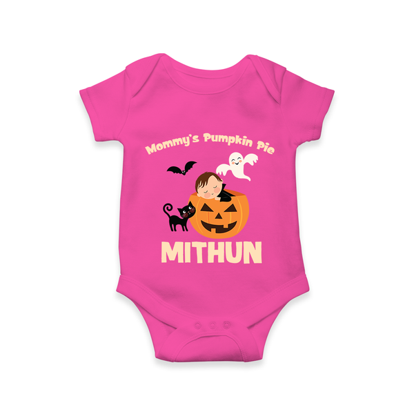 Mommy's Pumpkin Pie Romper | Personalized Baby Romper for Halloween - HOT PINK - New Born (Chest 14")