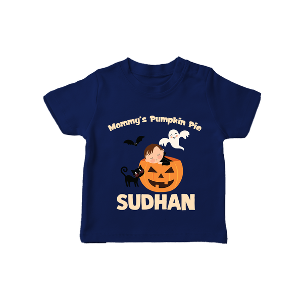 Mommy's Pumpkin Pie Print Baby Tshirt  - NAVY BLUE - 0-5 Months Old (Chest 17")