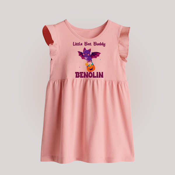 Little Bat Buddy Baby Frock | Custom Baby Frock for Spooky Fun - BABY PINK - 0 - 3 Months Old (Chest 17")