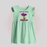 Little Bat Buddy Baby Frock | Custom Baby Frock for Spooky Fun - MINT GREEN - 0 - 3 Months Old (Chest 17")