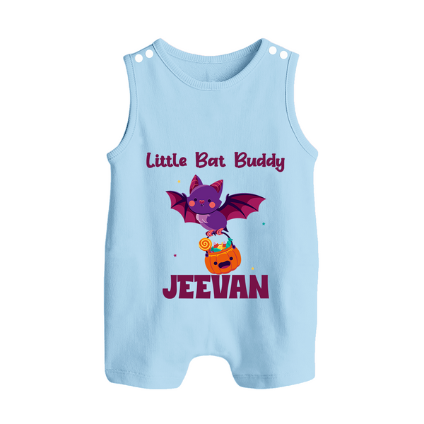 Little Bat Buddy Romper Suit | Custom Baby Romper Suit for Spooky Fun - BABY BLUE - 0 - 5 Months Old (Chest 18")