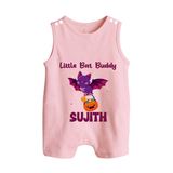 Little Bat Buddy Print Baby Button Romper  - BABY PINK - New Born (Chest 18")