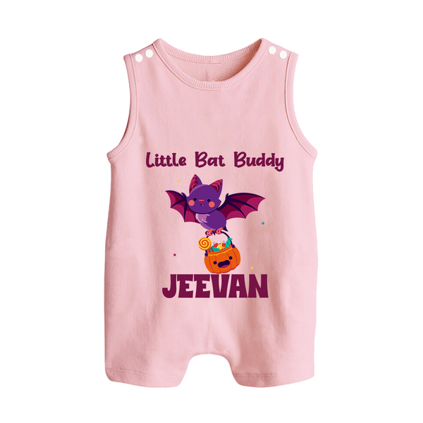 Little Bat Buddy Romper Suit | Custom Baby Romper Suit for Spooky Fun - BABY PINK - 0 - 5 Months Old (Chest 18")