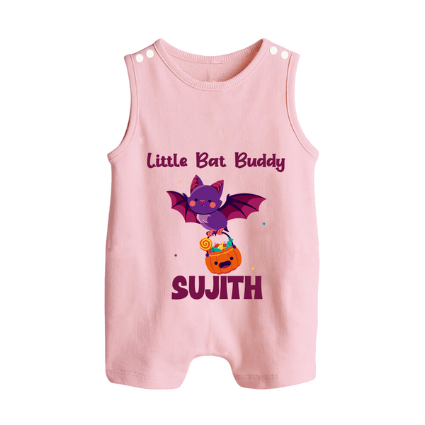Little Bat Buddy Print Baby Button Romper  - BABY PINK - New Born (Chest 18")