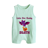 Little Bat Buddy Print Baby Button Romper  - MINT GREEN - New Born (Chest 18")