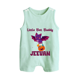 Little Bat Buddy Romper Suit | Custom Baby Romper Suit for Spooky Fun - MINT GREEN - 0 - 5 Months Old (Chest 18")