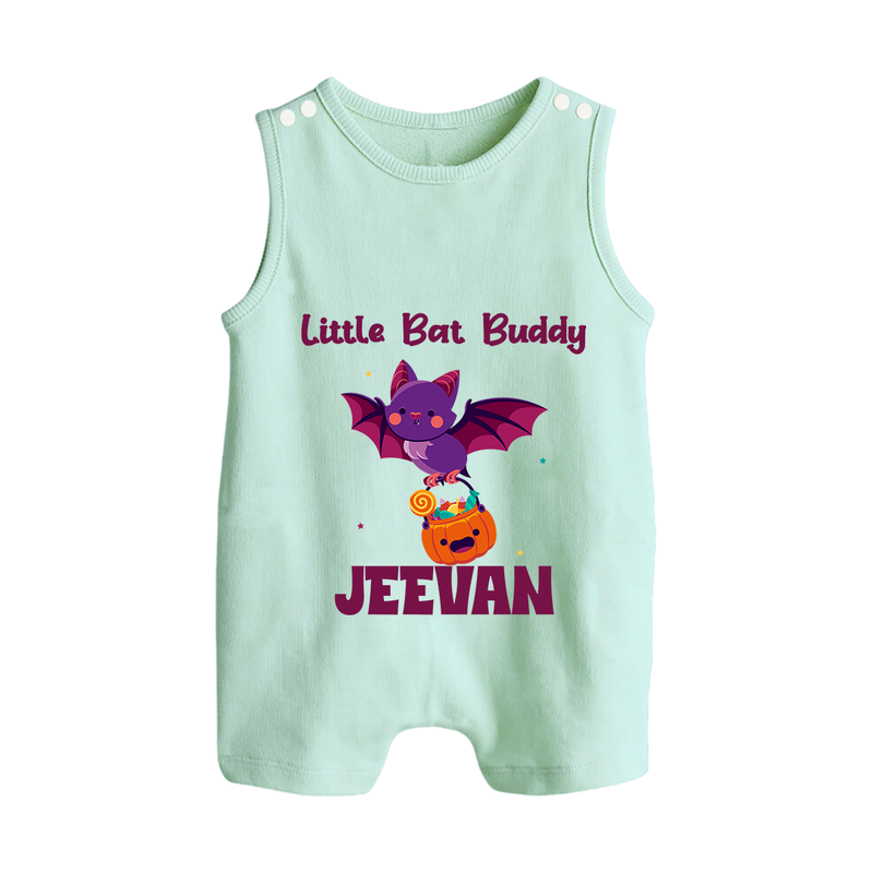 Little Bat Buddy Romper Suit | Custom Baby Romper Suit for Spooky Fun - MINT GREEN - 0 - 5 Months Old (Chest 18")