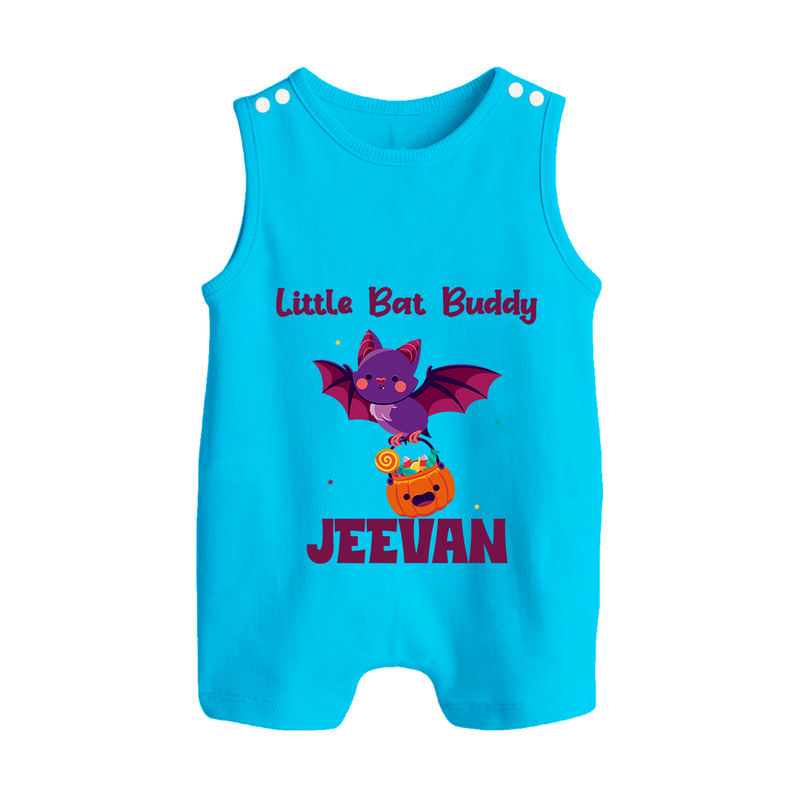 Little Bat Buddy Romper Suit | Custom Baby Romper Suit for Spooky Fun - SKY BLUE - 0 - 5 Months Old (Chest 18")