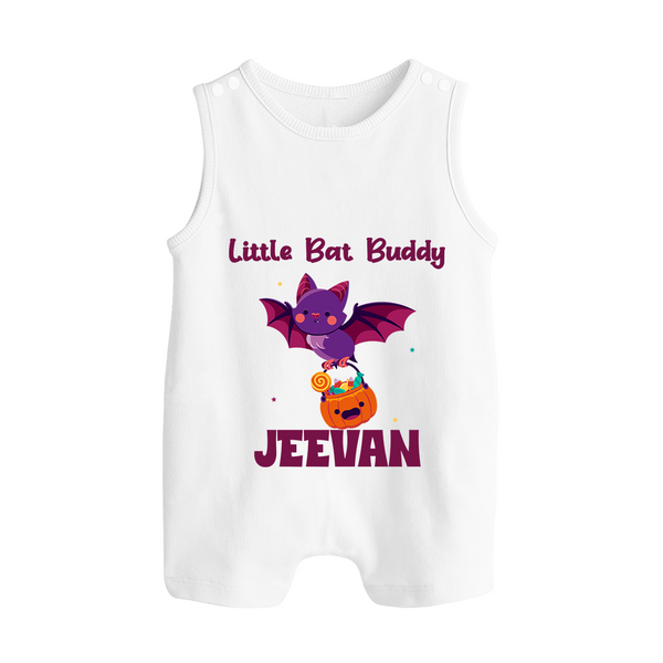 Little Bat Buddy Romper Suit | Custom Baby Romper Suit for Spooky Fun - WHITE - 0 - 5 Months Old (Chest 18")