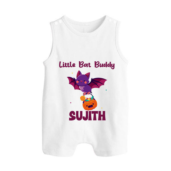 Little Bat Buddy Print Baby Button Romper  - WHITE - New Born (Chest 18")