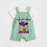 Little Bat Buddy Dungaree Set | Custom Baby Dungaree Set for Spooky Fun - MINT GREEN - 0 - 5 Months Old (Chest 18")