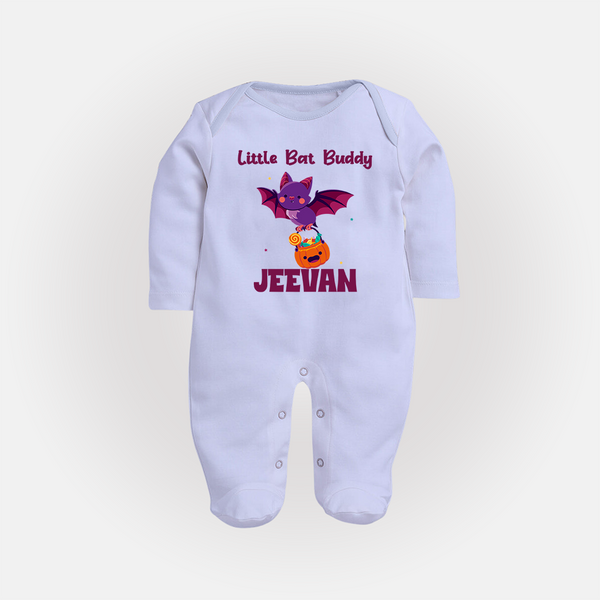 Little Bat Buddy Sleep Suit | Custom Baby Sleep Suit for Spooky Fun - BABY BLUE - New Born (Chest 7.5")