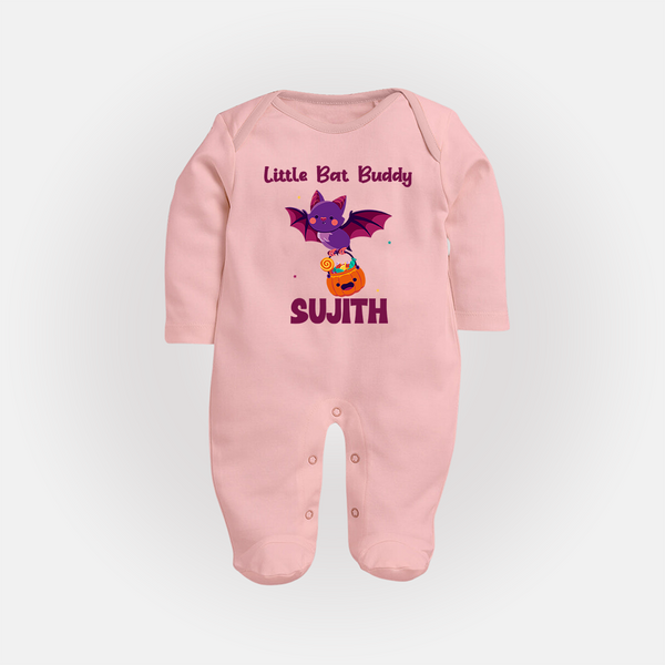 Little Bat Buddy Print Baby Full Body Suit  - BABY PINK - New Born (Chest 7.5")