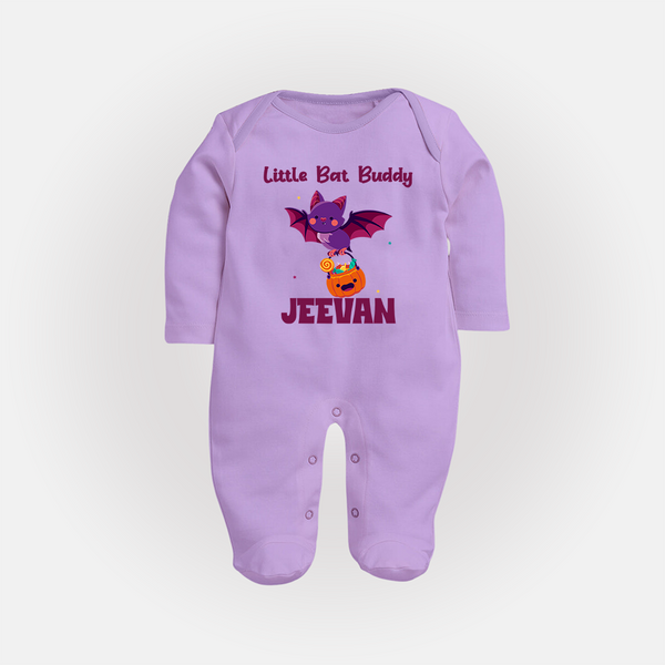 Little Bat Buddy Sleep Suit | Custom Baby Sleep Suit for Spooky Fun - LILAC - New Born (Chest 7.5")