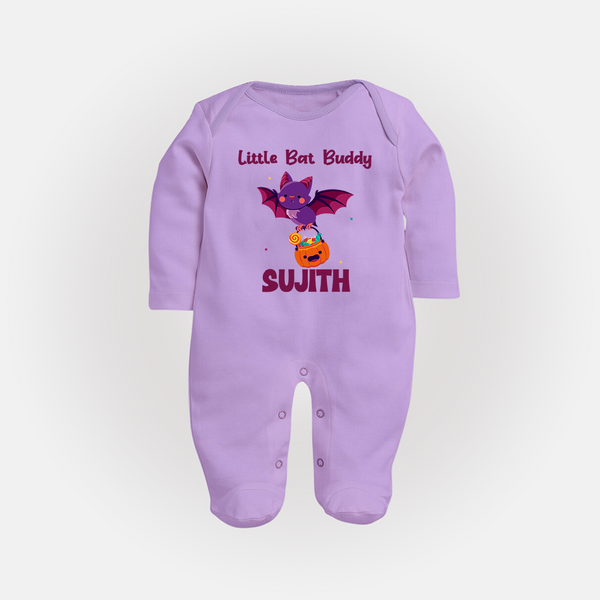 Little Bat Buddy Print Baby Full Body Suit  - LILAC - New Born (Chest 7.5")