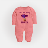 Little Bat Buddy Print Baby Full Body Suit  - PEACH - New Born (Chest 7.5")
