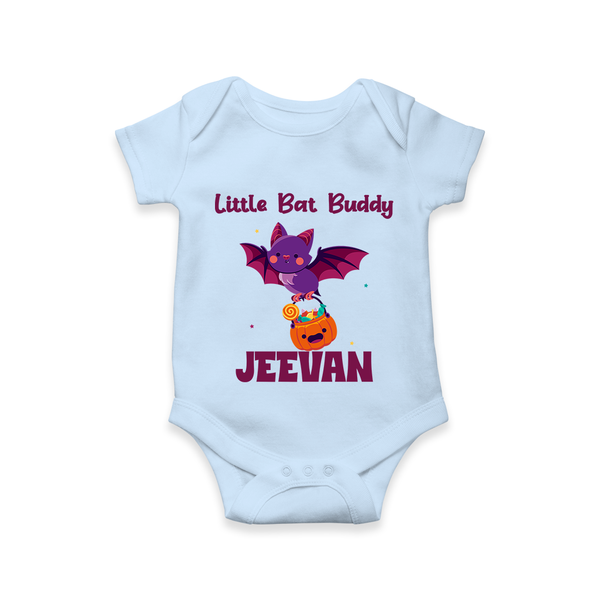 Little Bat Buddy Romper | Custom Baby Romper for Spooky Fun - BABY BLUE - New Born (Chest 14")