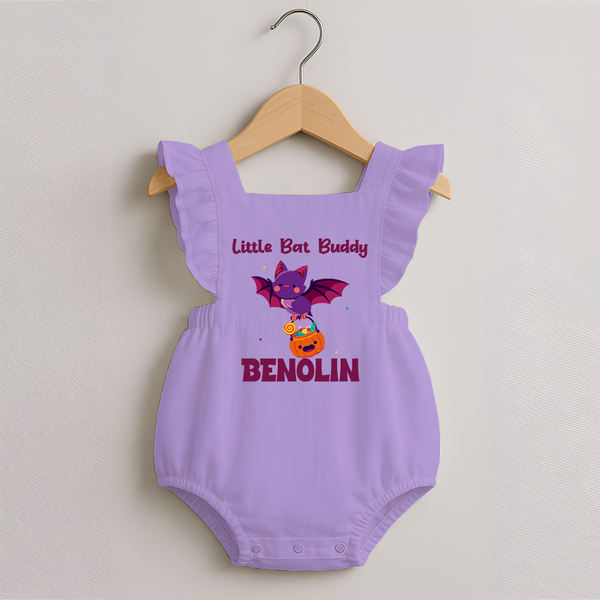 Little Bat Buddy Romper Frock | Custom Baby Romper Frock for Spooky Fun - LILAC - 0 - 3 Months Old (Chest 19")