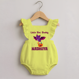 Little Bat Buddy Print Baby Romper Frock  - PASTEL YELLOW - 0 - 3 Months Old (Chest 19")